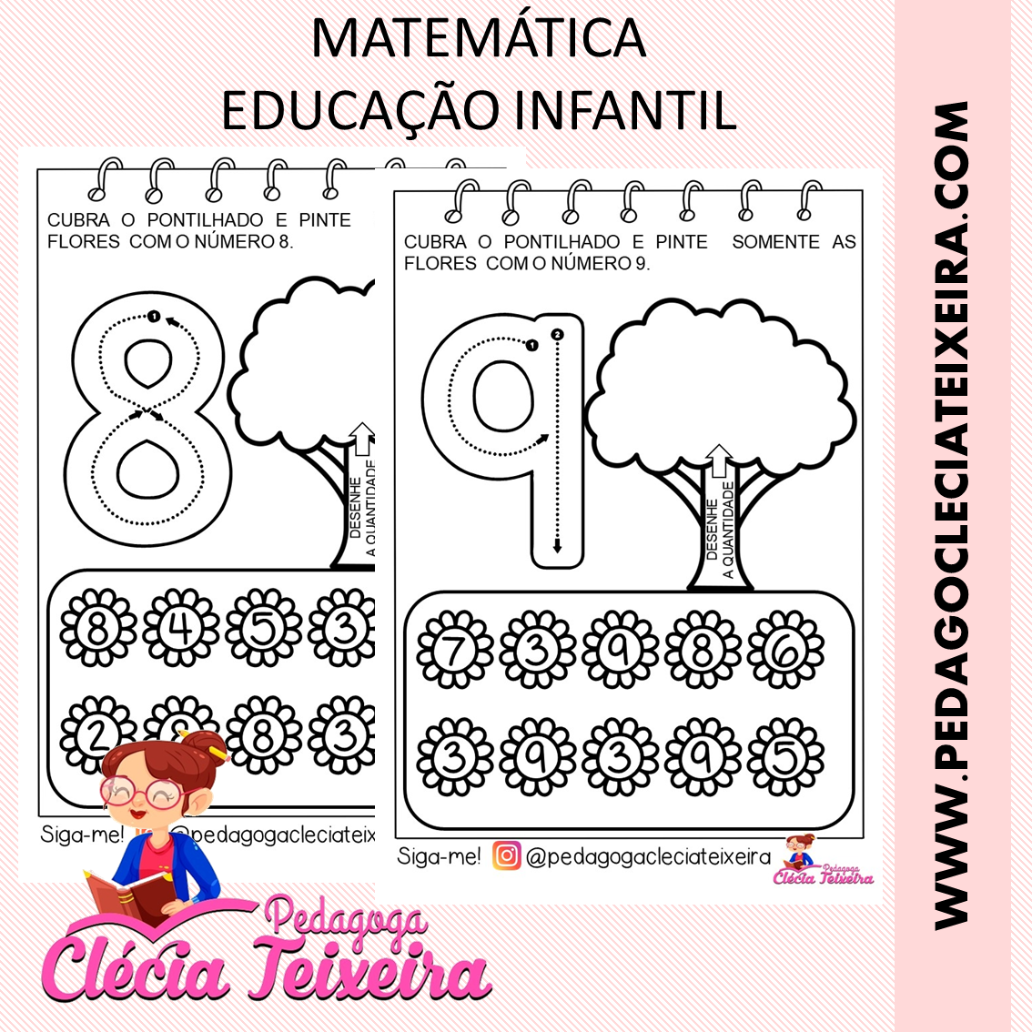 Atividades com Numerais de 1 a 5 – Pinte desenhos de Natal