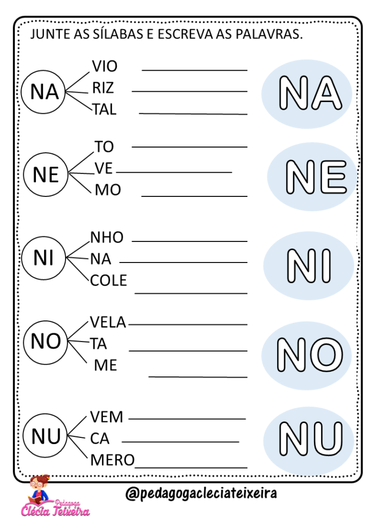 Atividades de alfabetização sílabas letras J L M N P Q