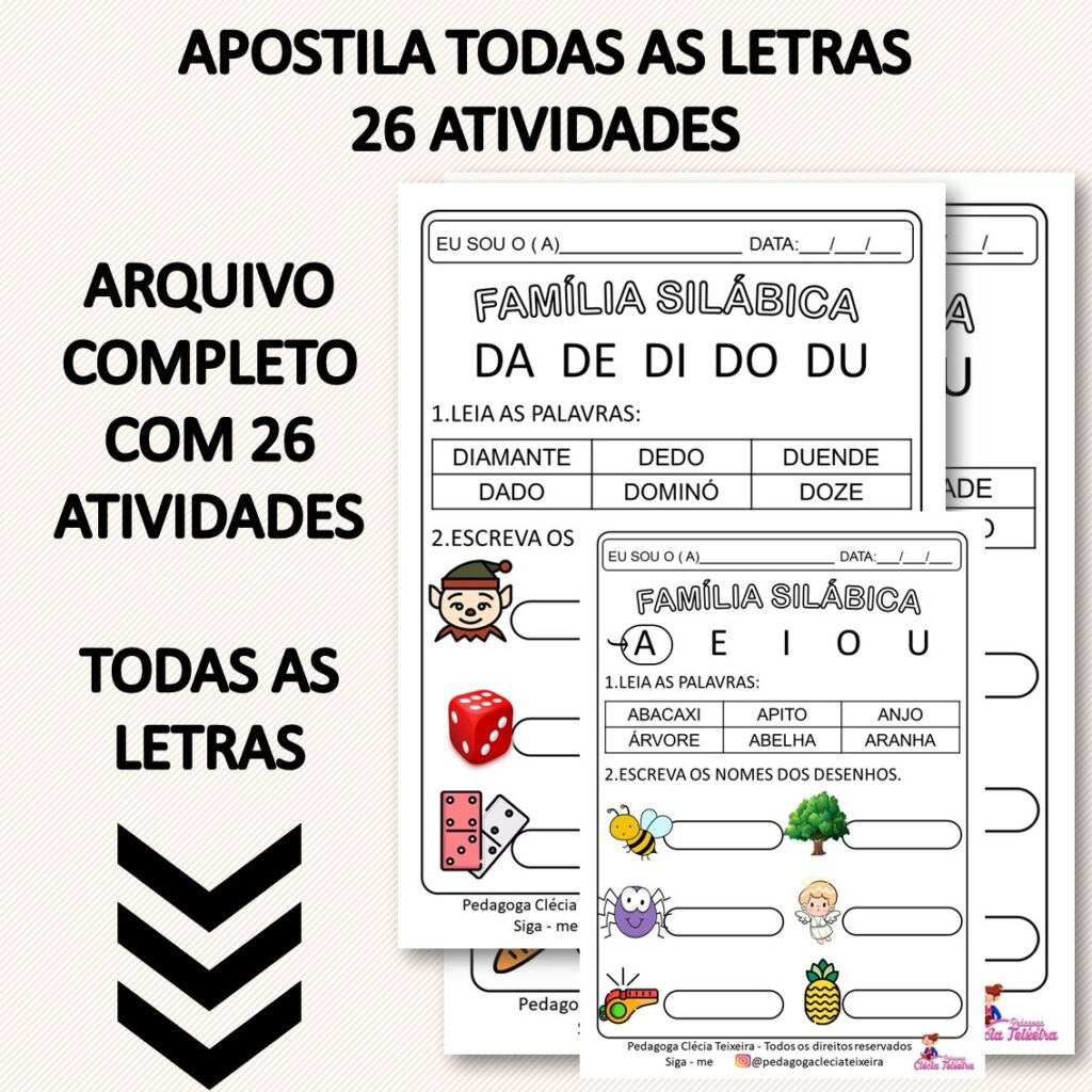 15 Atividades de alfabetização sílabas simples para imprimir