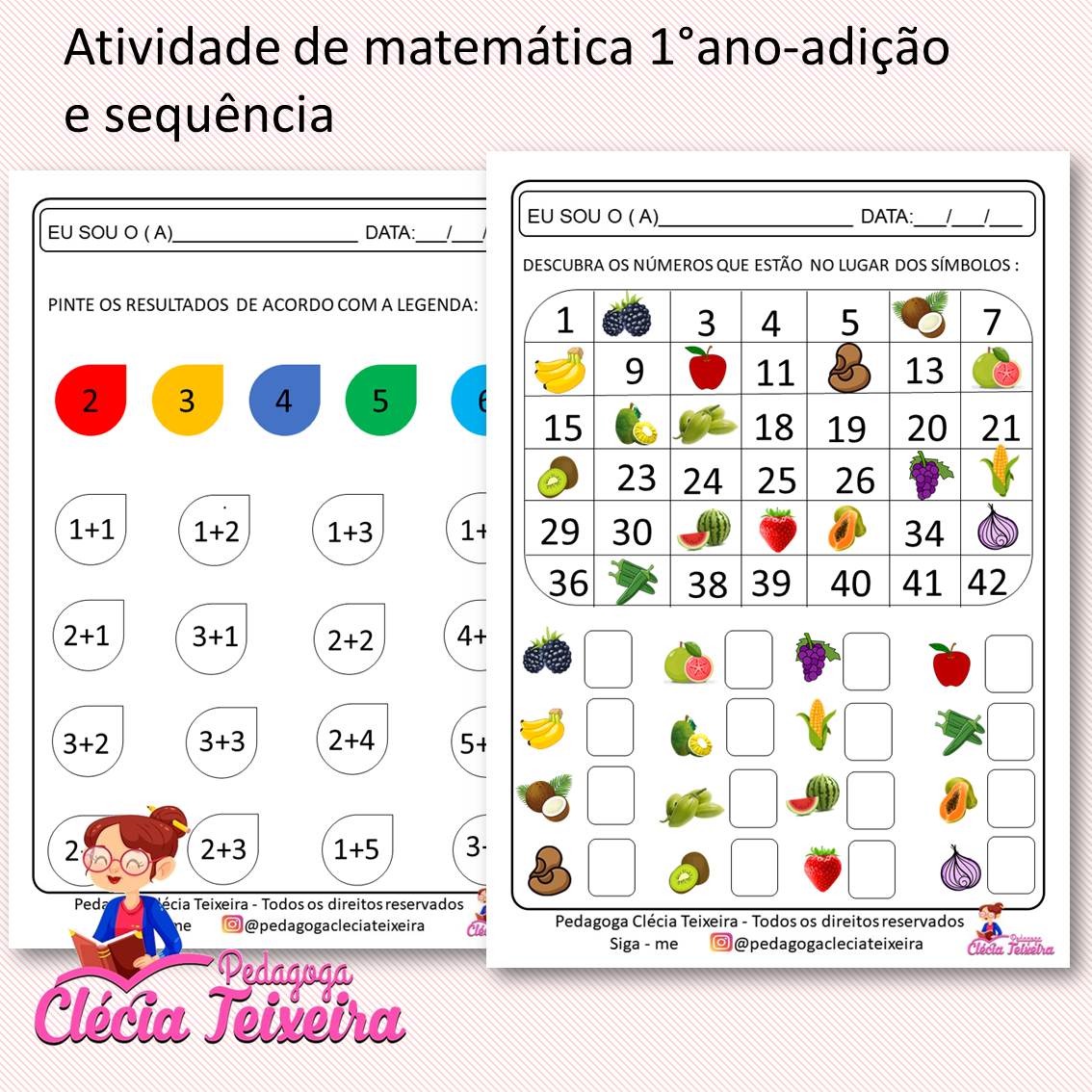 Atividade de matemática 1º ano – adição e sequência