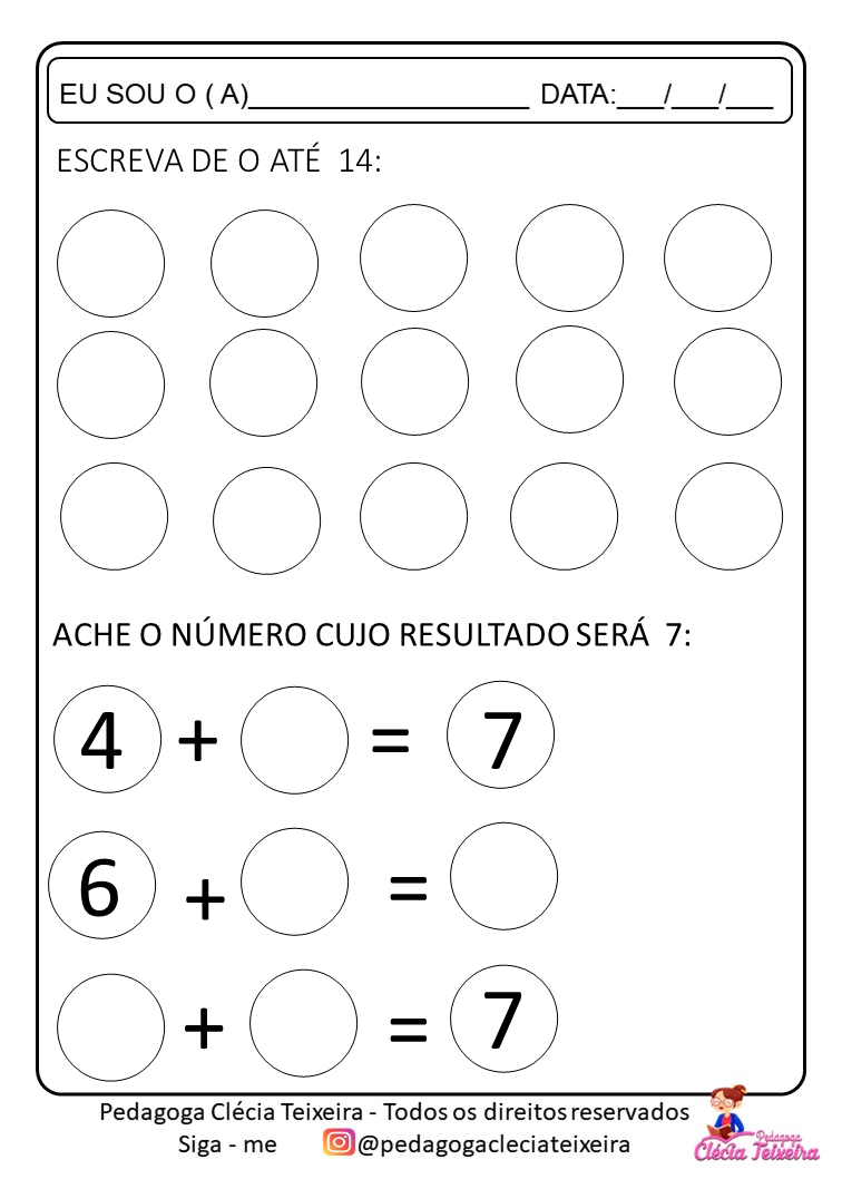 Atividades de Matemática 1º ano: adição, sequência numérica