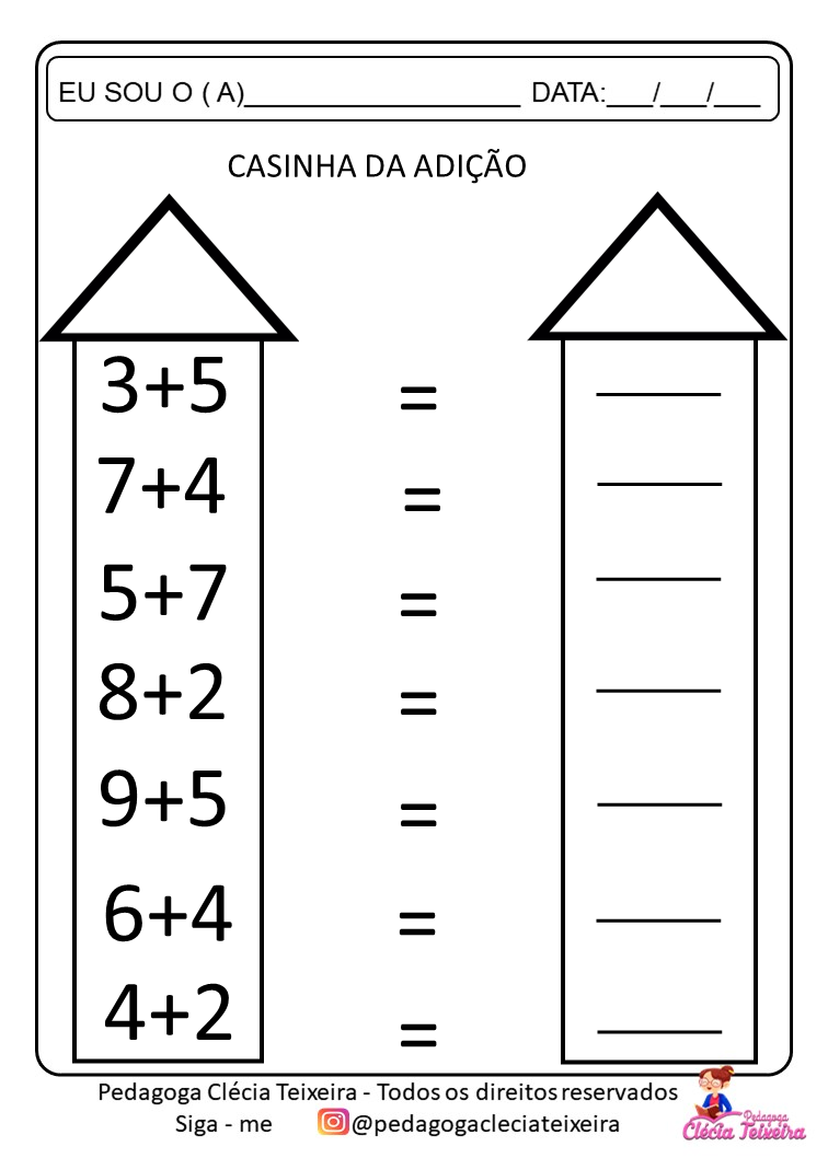 Atividades de Matemática 1º ano: adição, sequência numérica