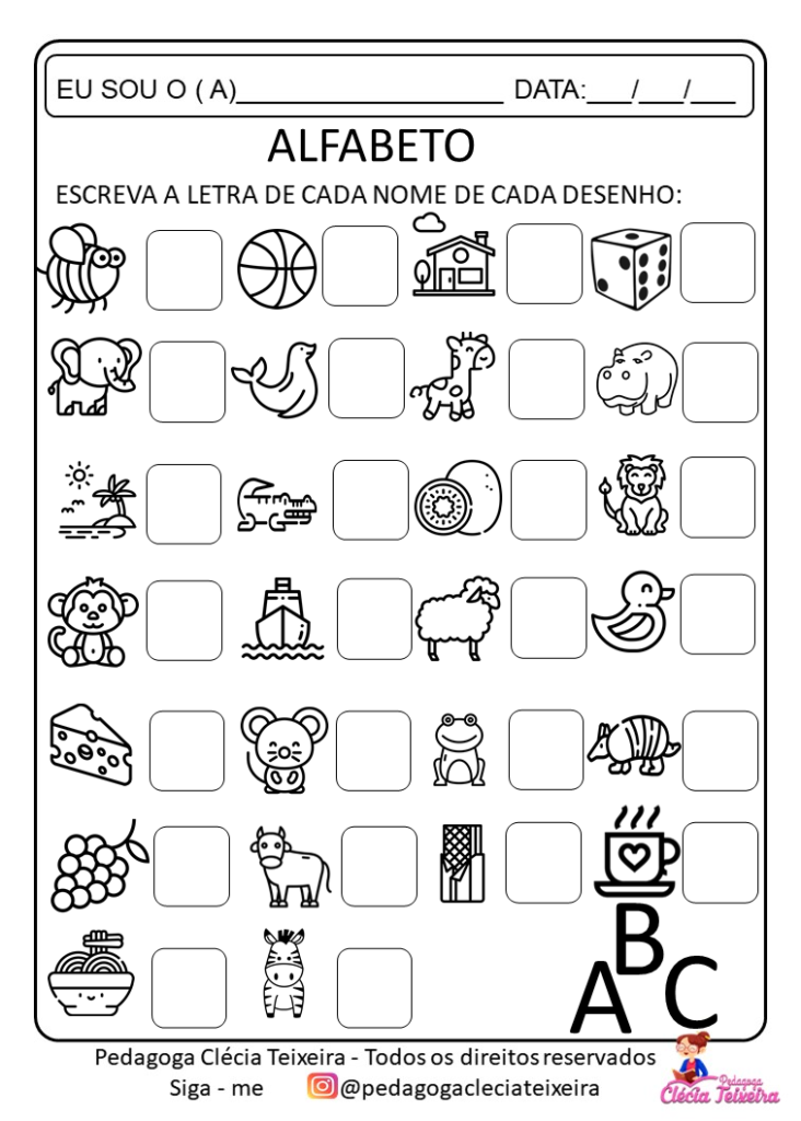 Atividades para ensinar o alfabeto - Clécia Teixeira