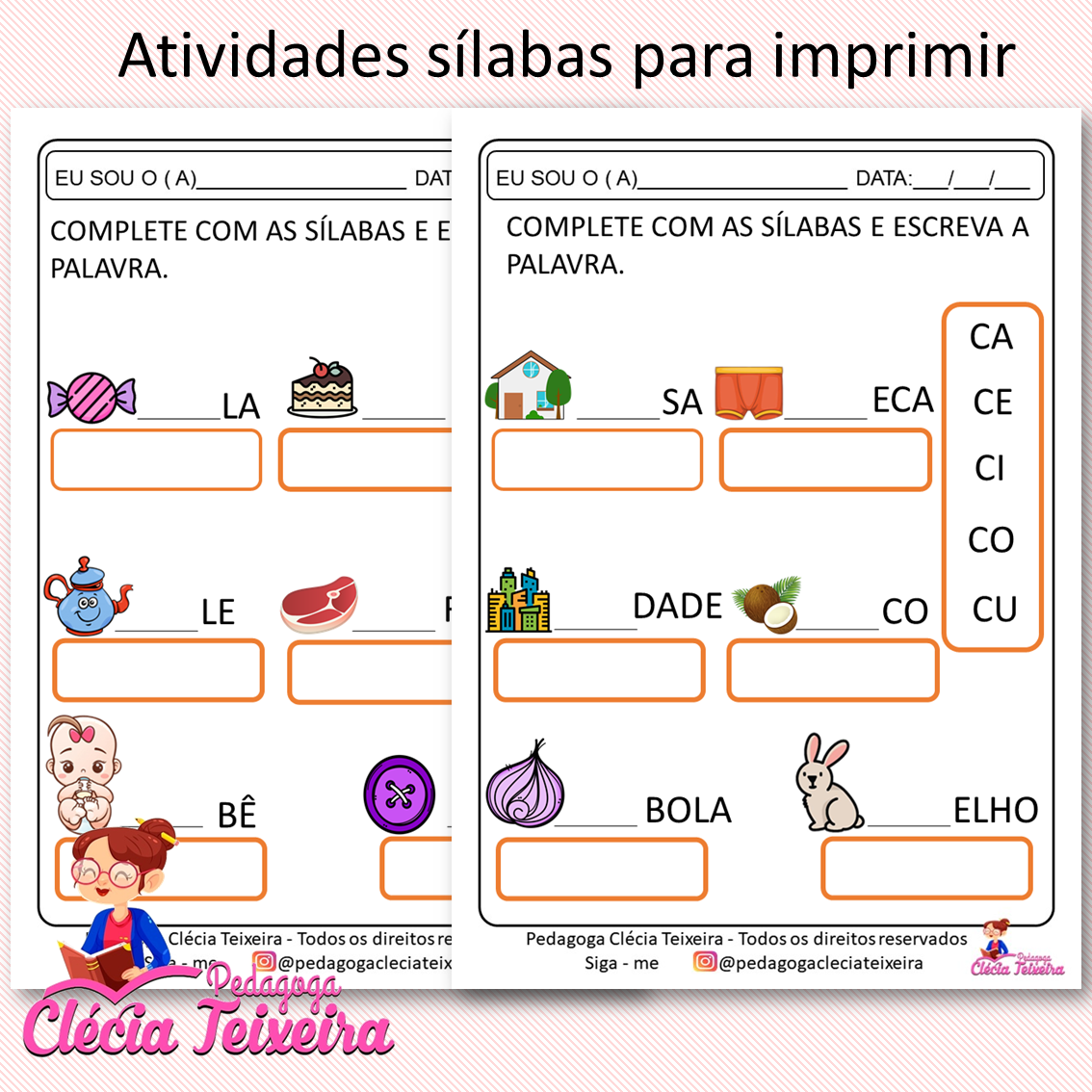 Atividades sílabas para imprimir