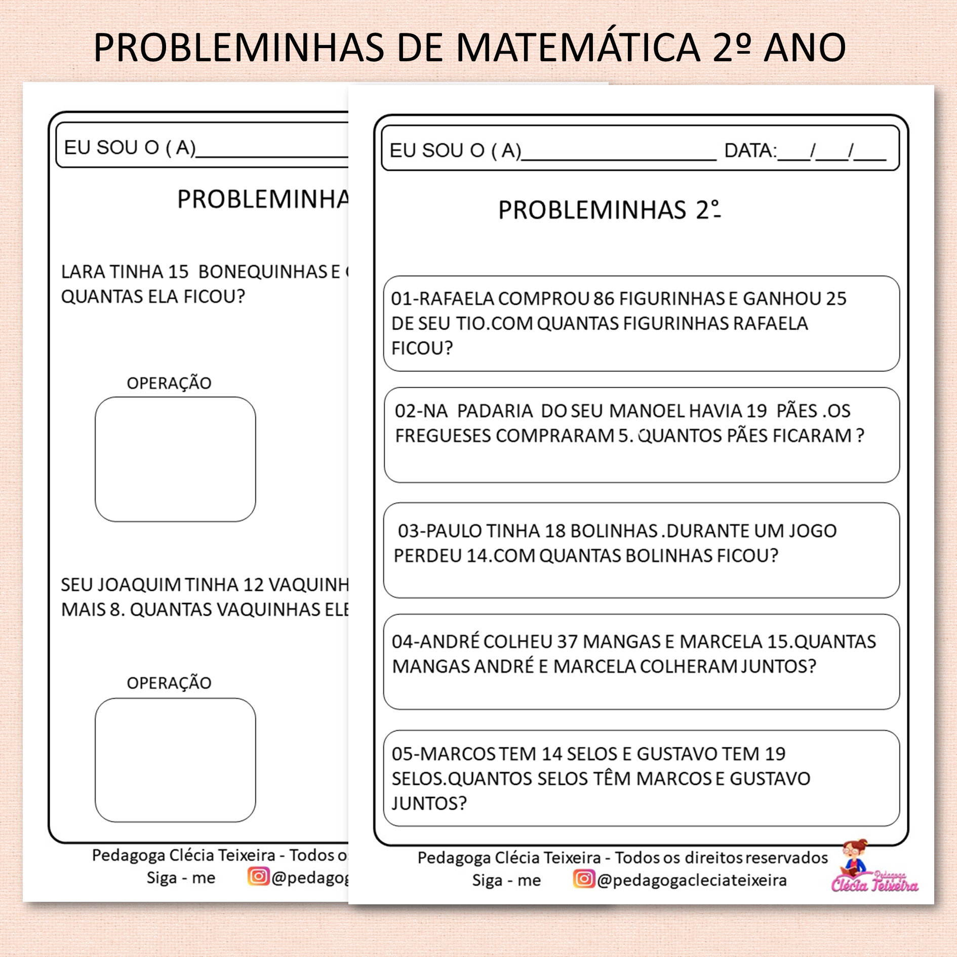 Probleminhas de matemática 2 º ano