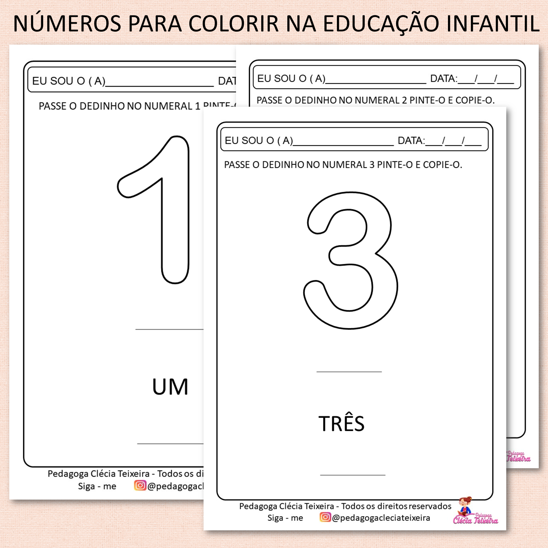 Atividades com Numerais de 1 a 5 – Pinte desenhos de Natal