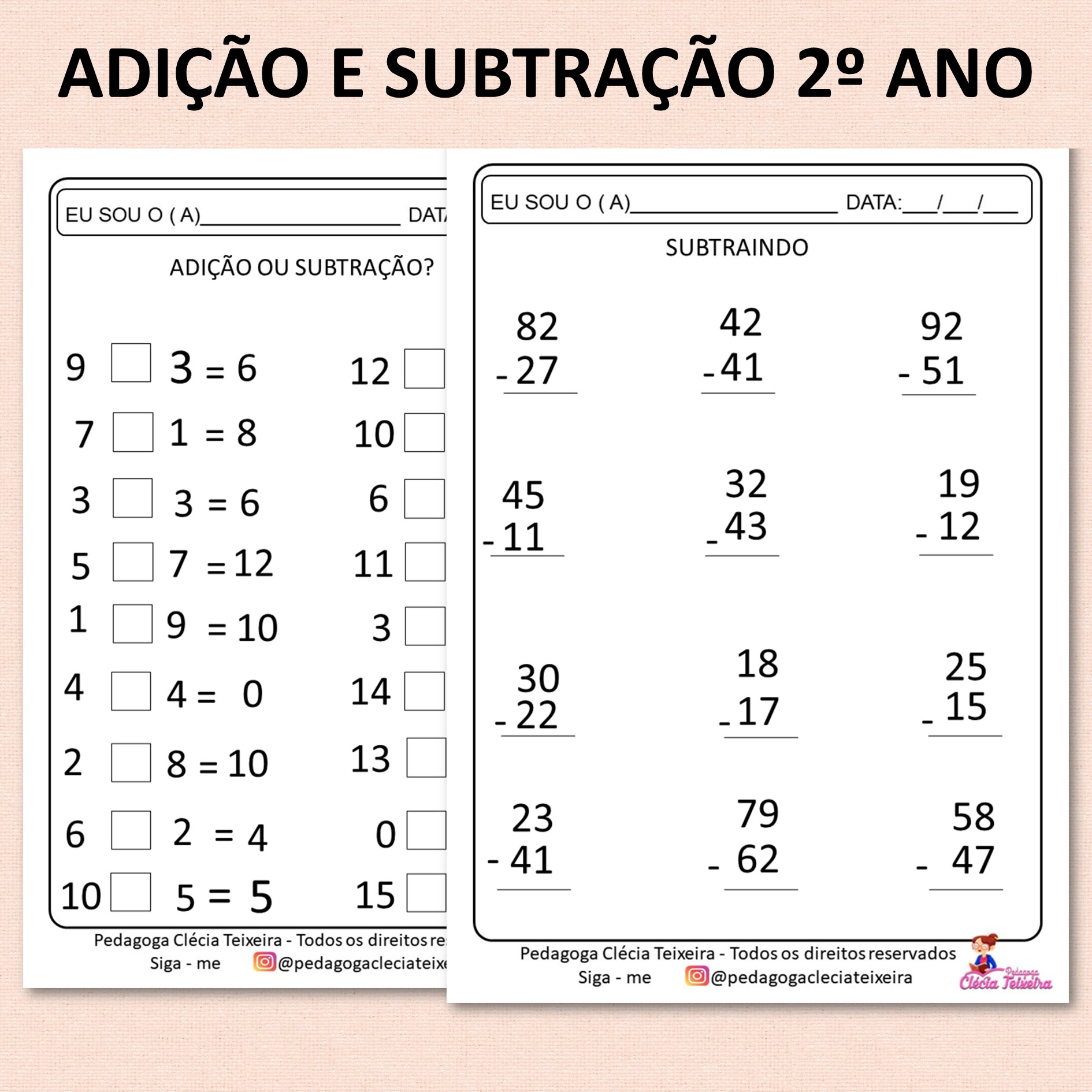 Atividades de Adição e Subtração 2º ano