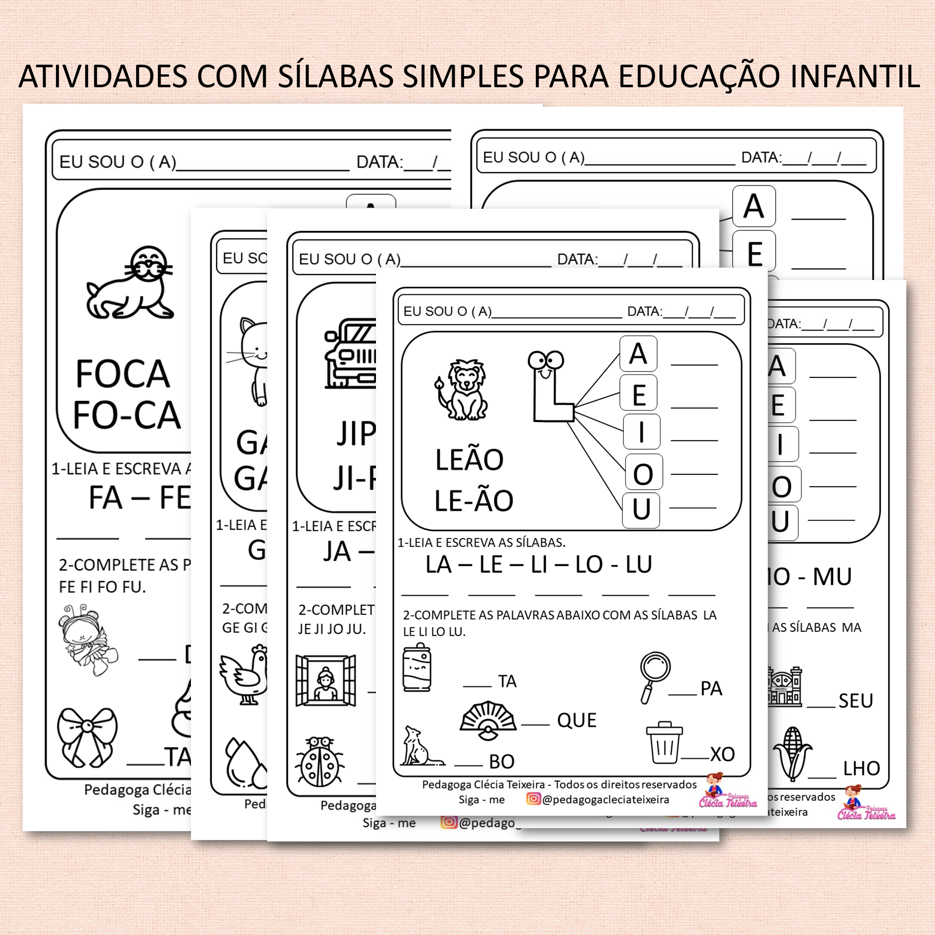 Atividades com sílabas simples para educação infantil