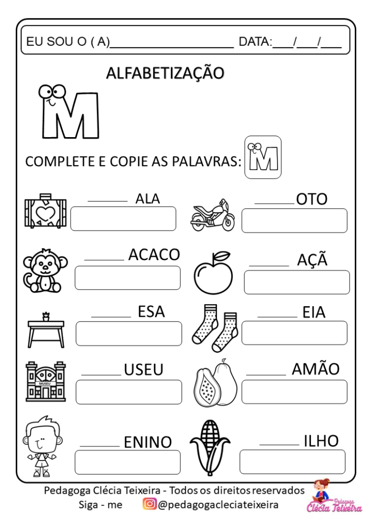 Atividades de alfabetização letras do alfabeto