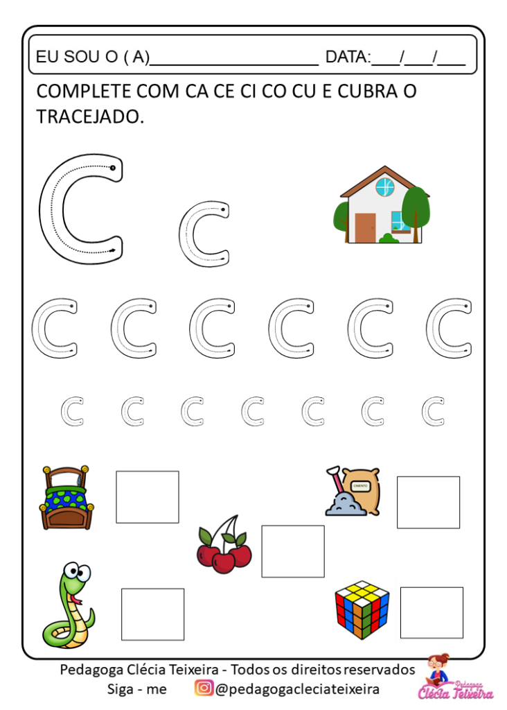 Atividades com tracejado das letras para educação infantil