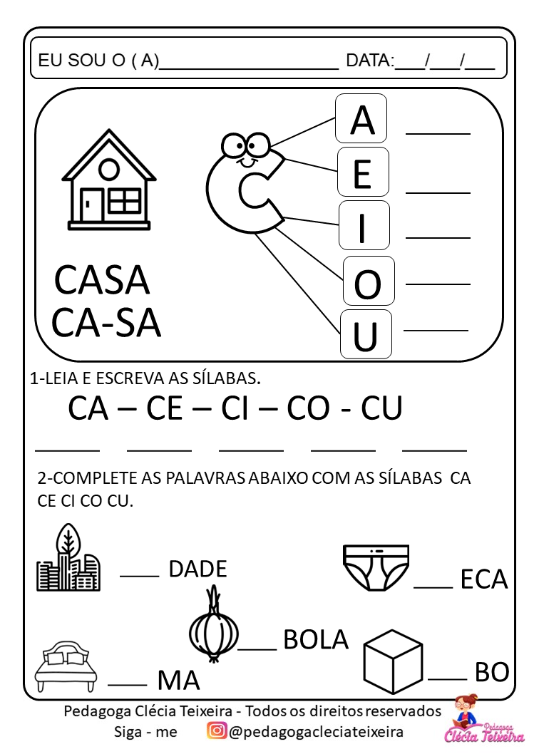 Atividades com Sílabas Simples e Complexas — SÓ ESCOLA  Atividades com  silabas simples, Palavras com 2 silabas, Atividades montessori