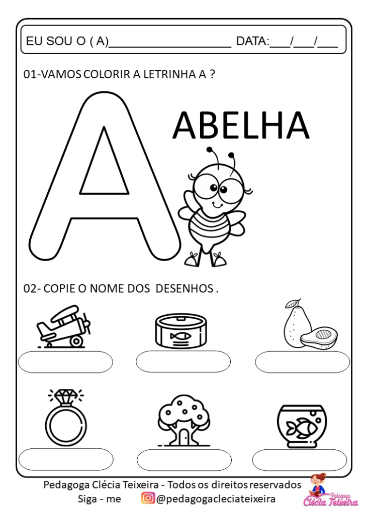 Atividades letra do alfabeto para colorir e aprendizado