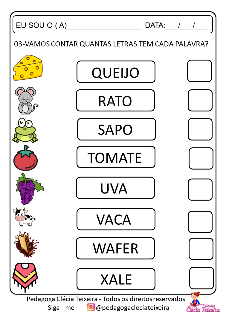 Atividade pronta-Quantidade de letras nas palavras - Clécia Teixeira
