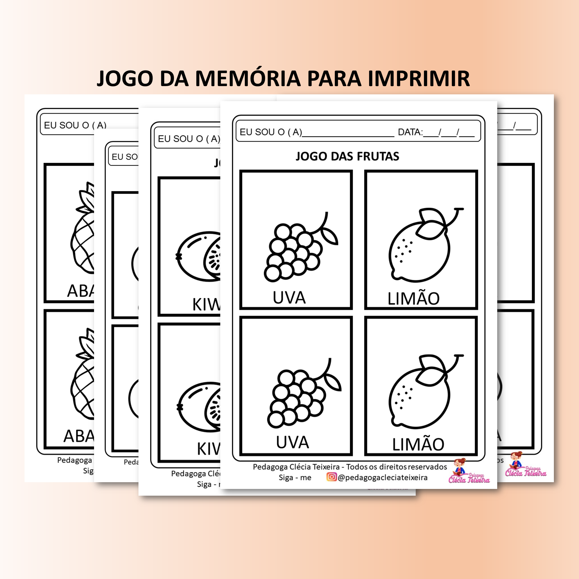 Jogo da memória para imprimir