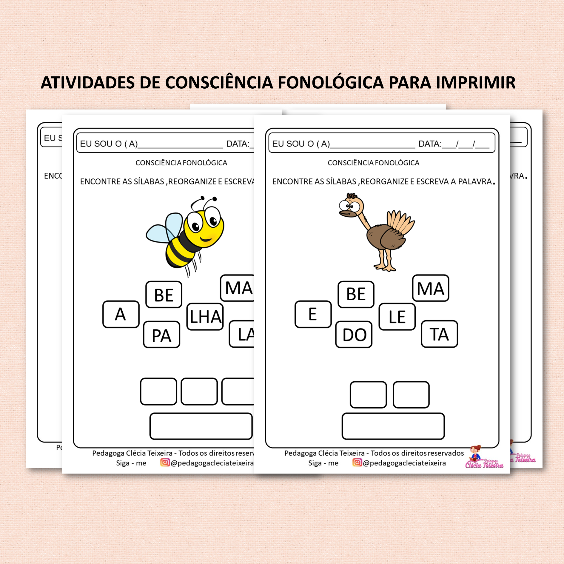 Atividades de consciência fonológica para imprimir