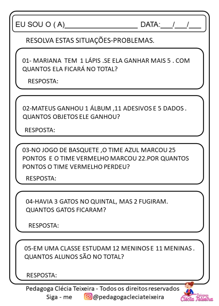 Probleminhas para o 2º ano + Jogos de matemática