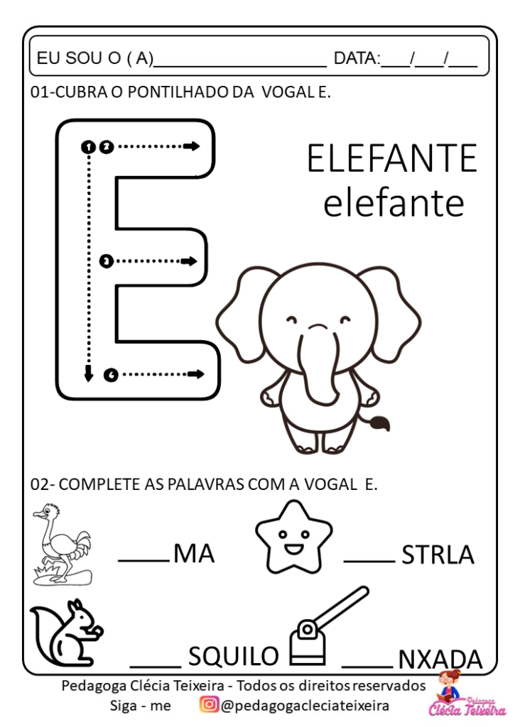 Atividades com vogais educação infantil