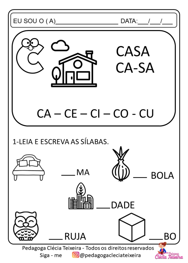 Atividades simples de alfabetização