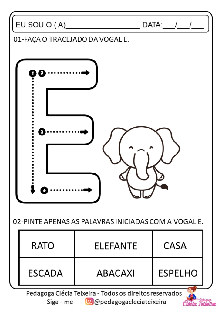 Atividades de Alfabetização -Vogais