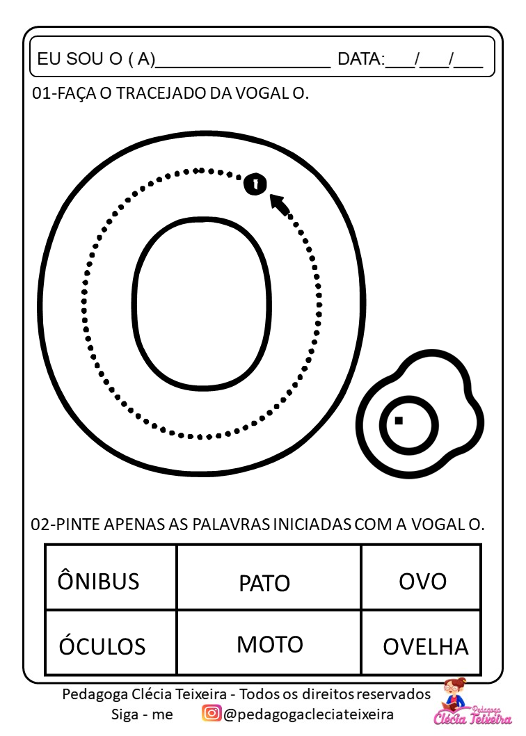 Atividades de Alfabetização -Vogais - Clécia Teixeira