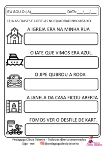 Fichas de leitura para alfabetização-frases - Clécia Teixeira