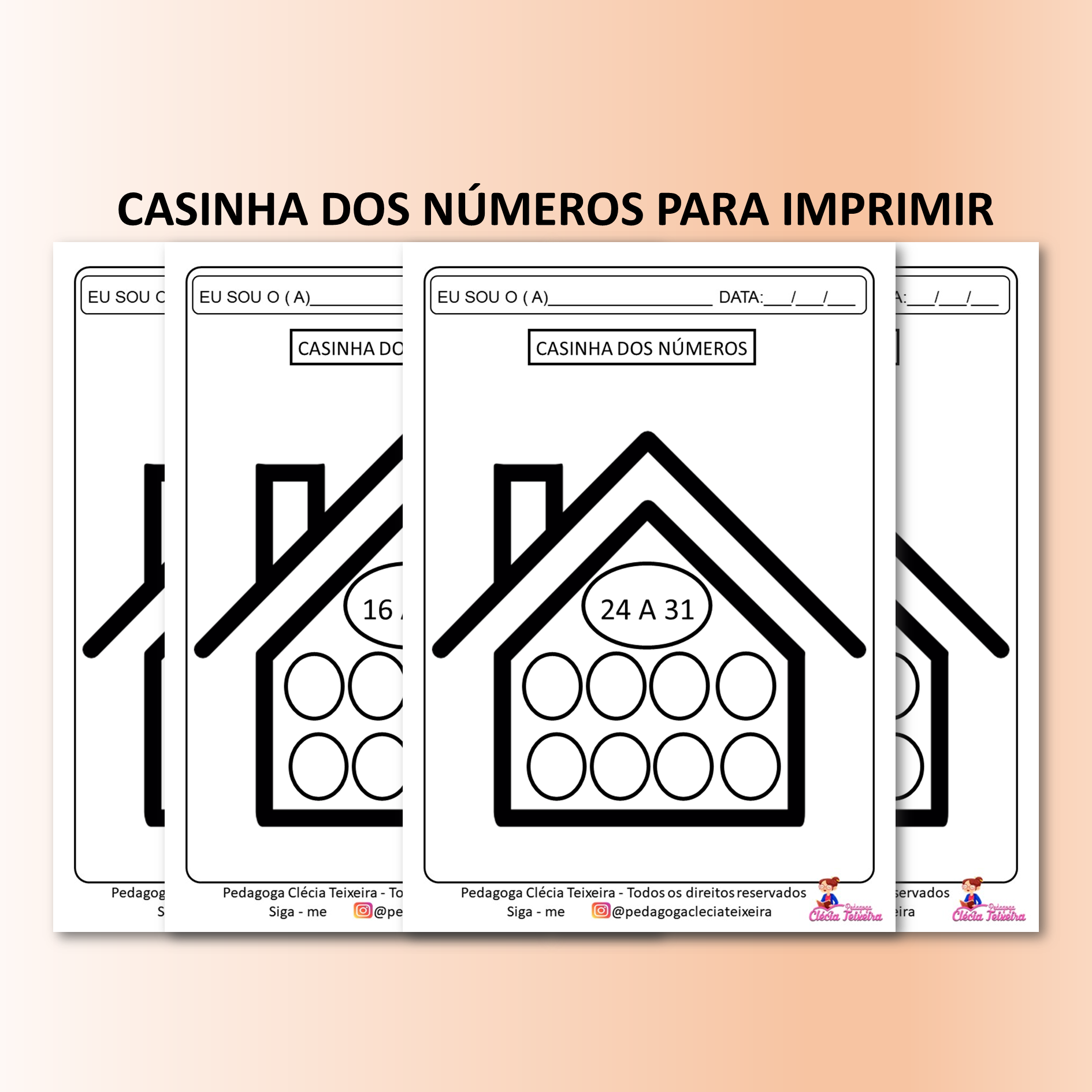 Casinha dos números para imprimir