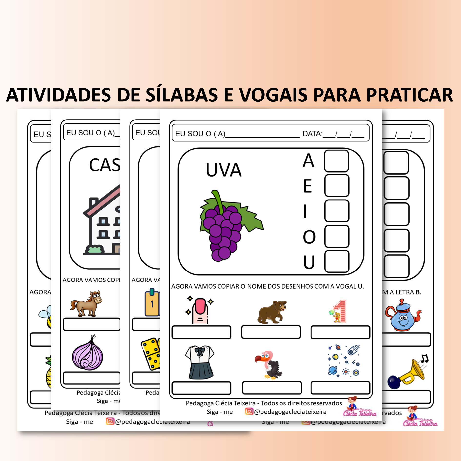 Atividades de sílabas e vogais para praticar