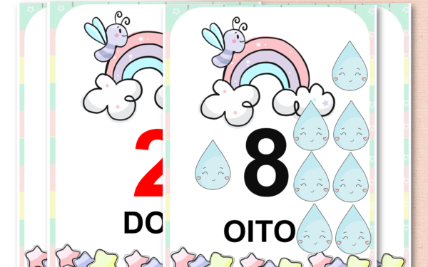 Cartazes de numerais 0 a 10