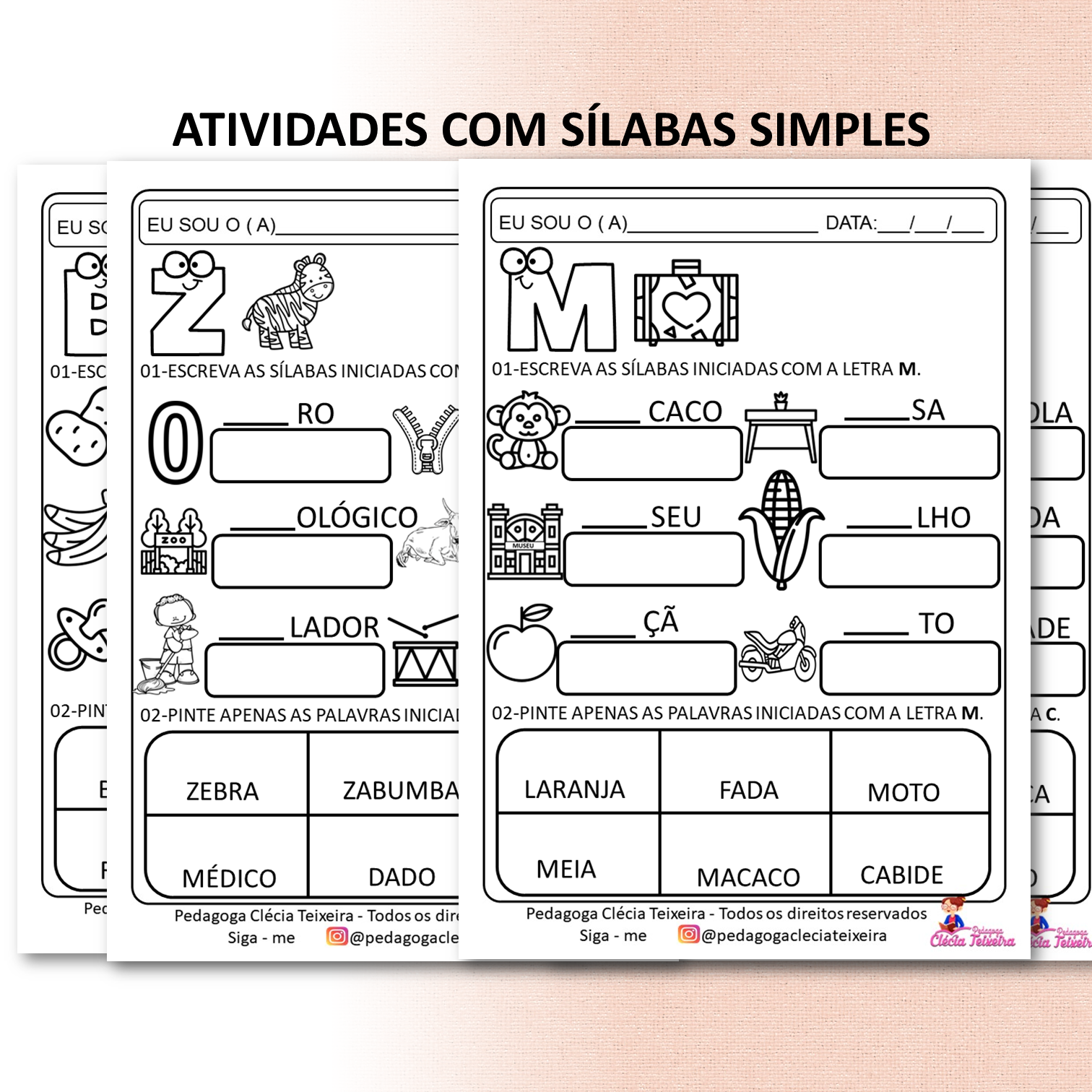 Atividades com sílabas simples