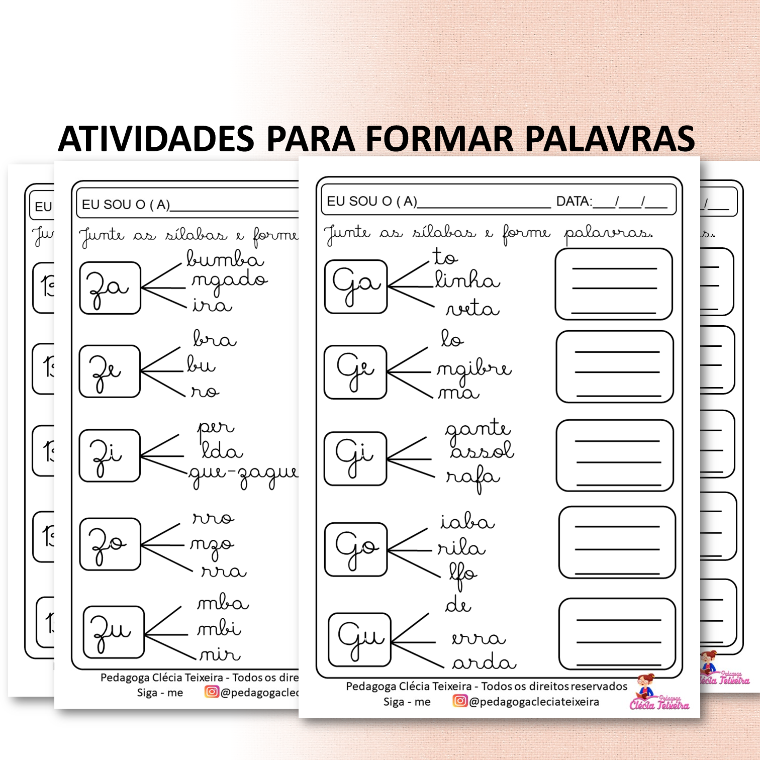 Atividade de alfabetização para imprimir Jogo formando palavras