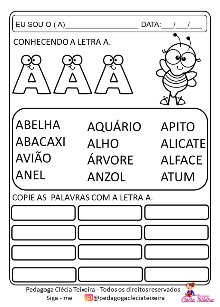 Atividades com letras educação infantil