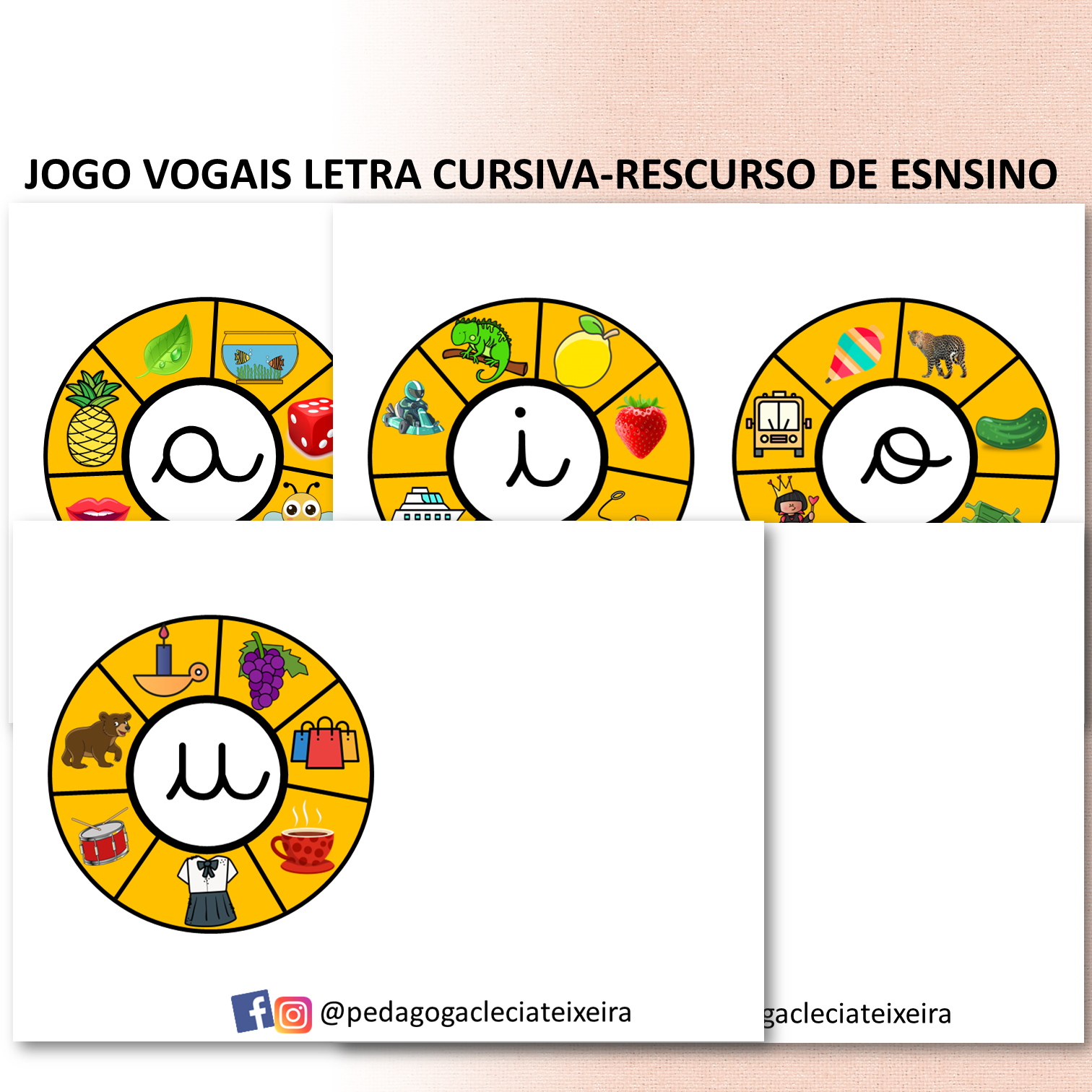 Jogo vogais cursiva-Rescursos de ensino