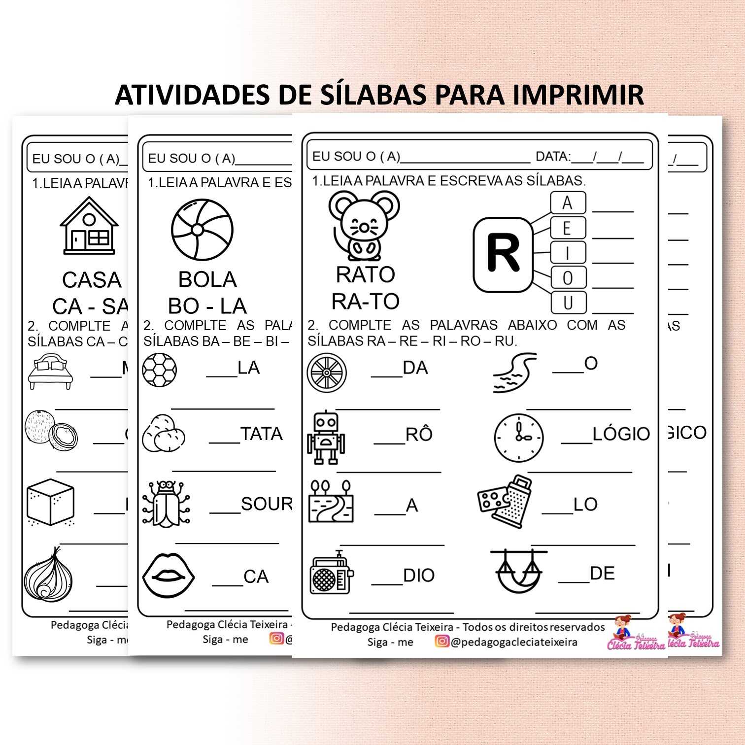 Atividades de sílabas para imprimir