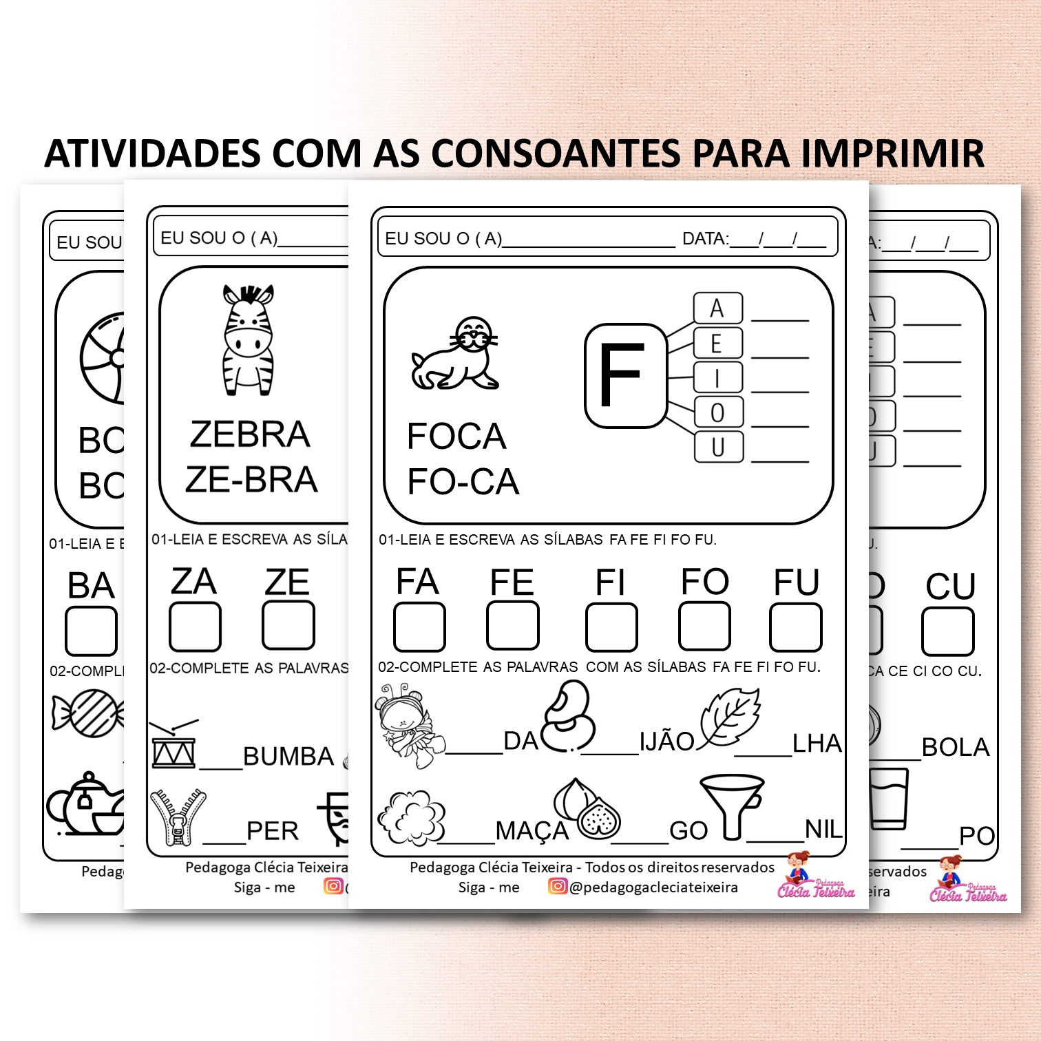 Atividades com as consoantes para imprimir