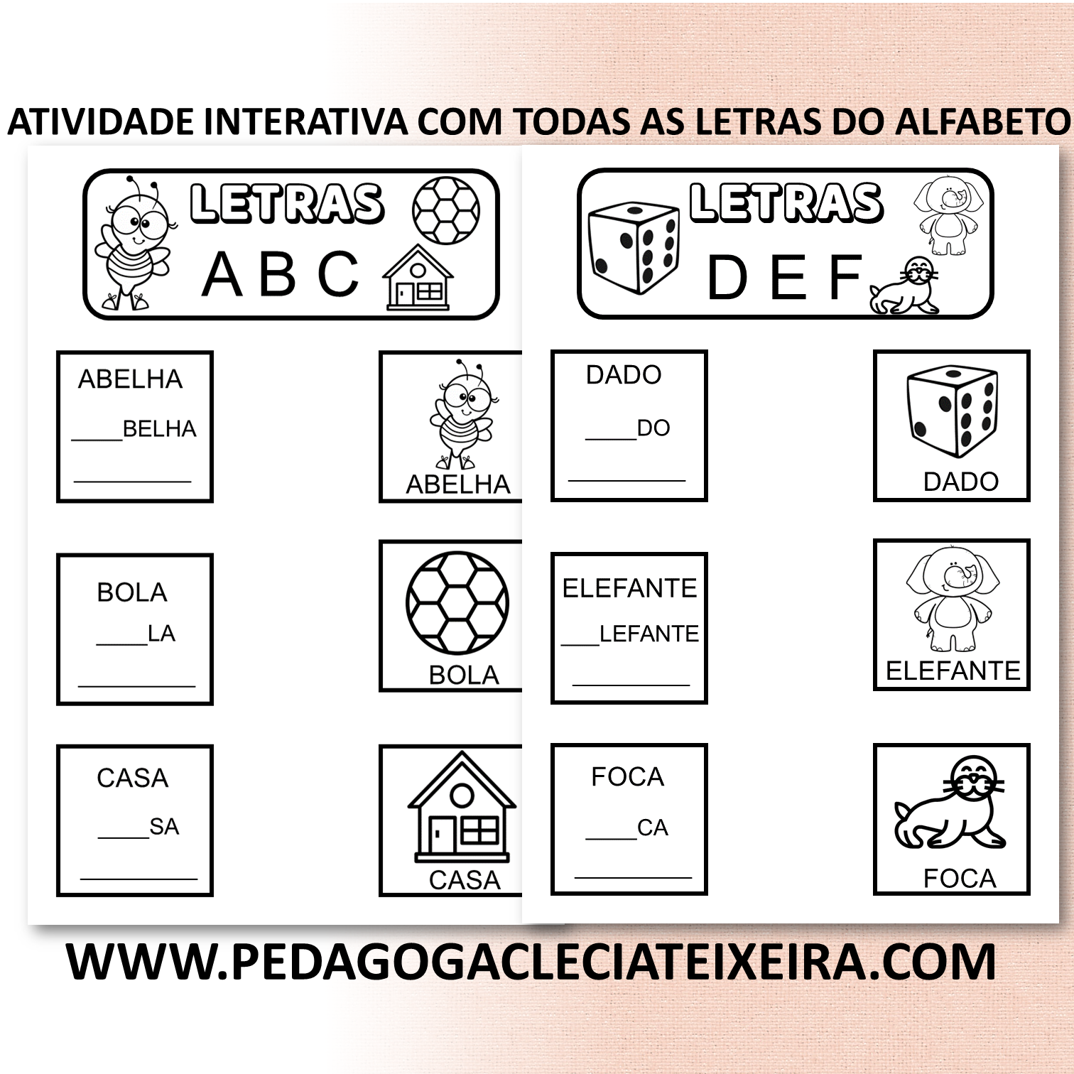 Atividade interativa com todas as letras do alfabeto