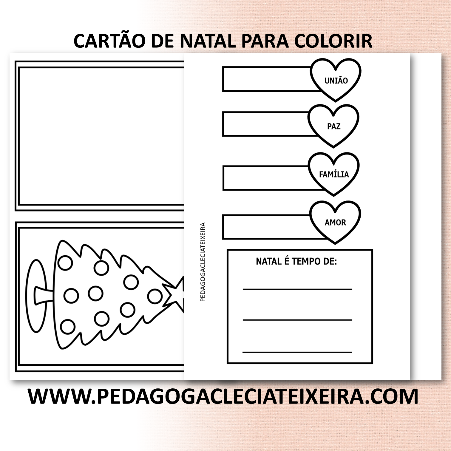 Cartão de natal para colorir