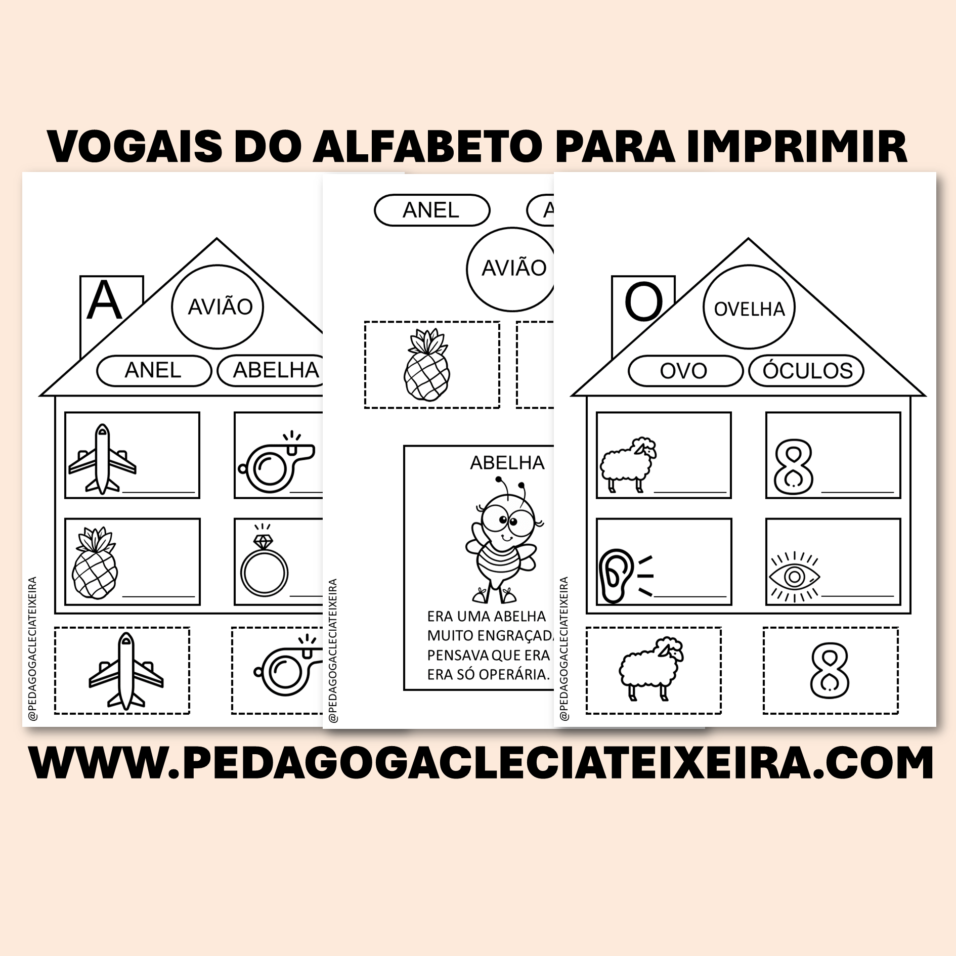 Vogais do alfabeto para imprimir