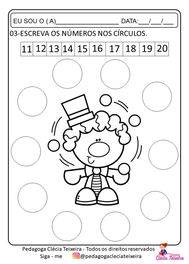 Atividades de matemática para o dia do circo