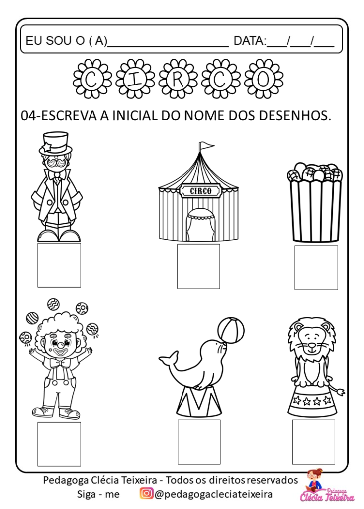 Atividades de matemática para o dia do circo