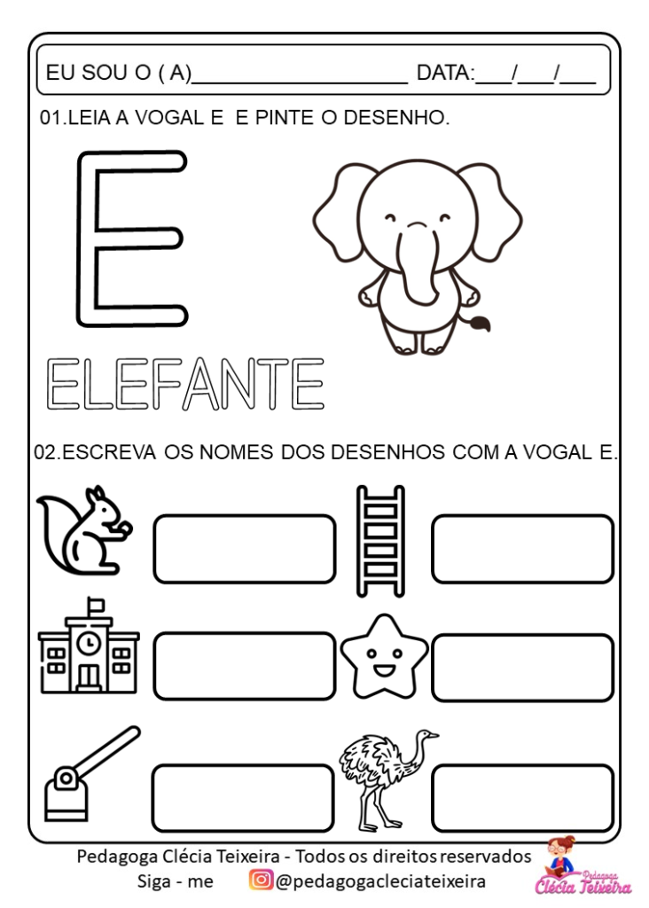 Aprendendo as vogais brincando de colorir