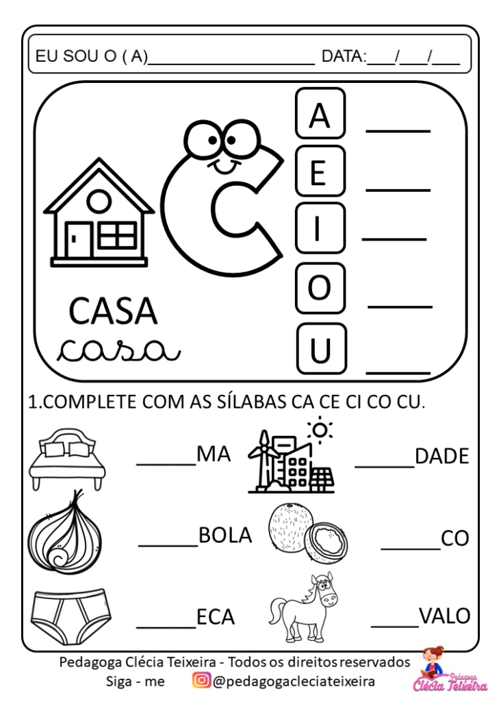 Atividades com sílabas simples formado sílabas