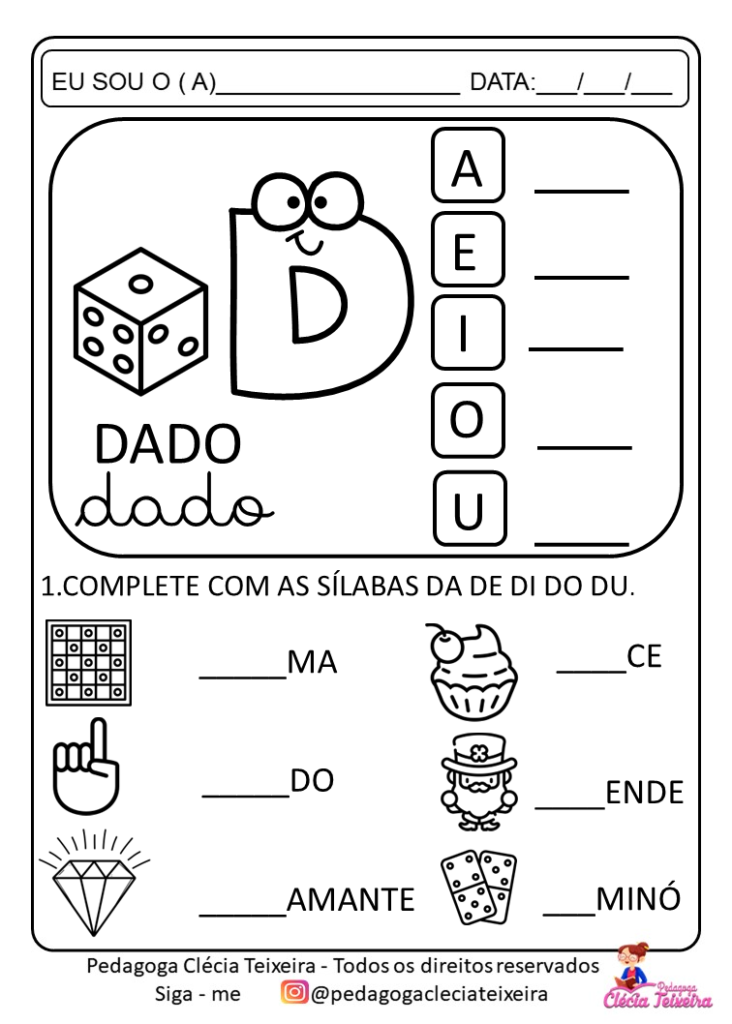 Atividades com sílabas simples formado sílabas