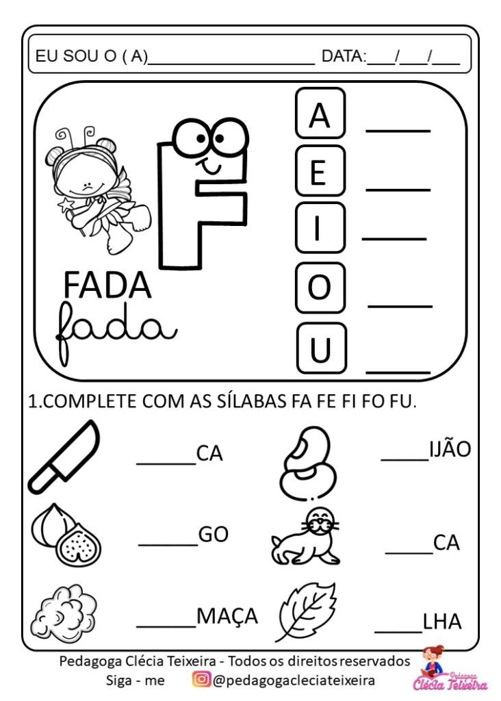 Atividades com sílabas simples formado sílabas