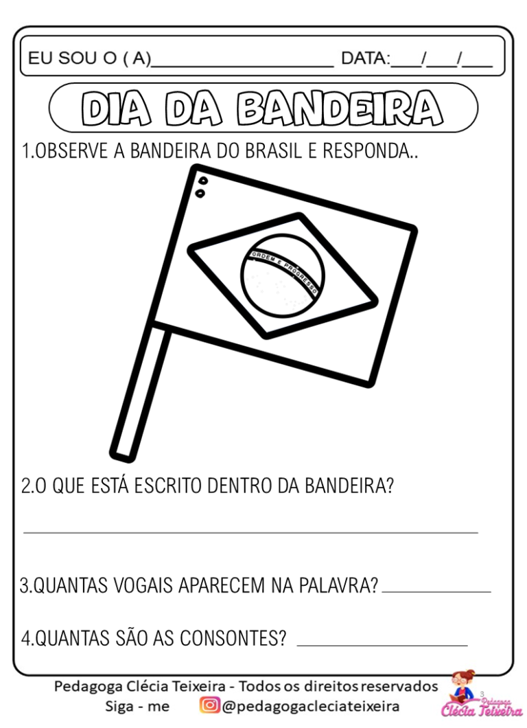 Atividades Dia da Bandeira educação infantil - Clécia Teixeira