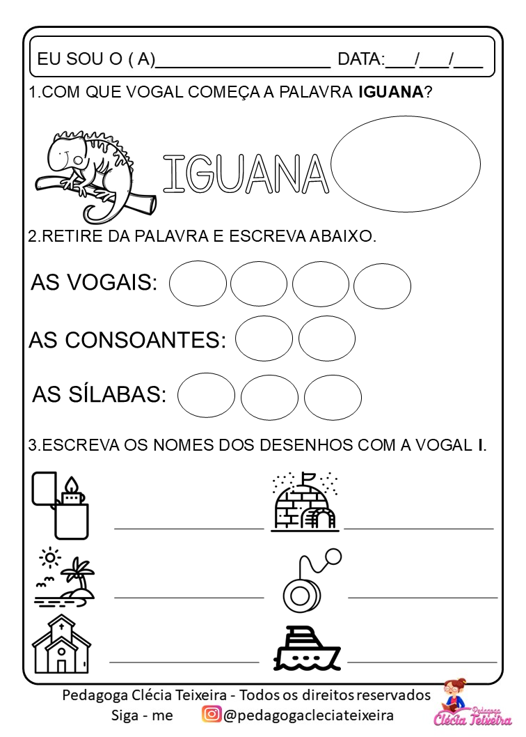 Quais são as 6 vogais para imprimir e escrever - Clécia Teixeira