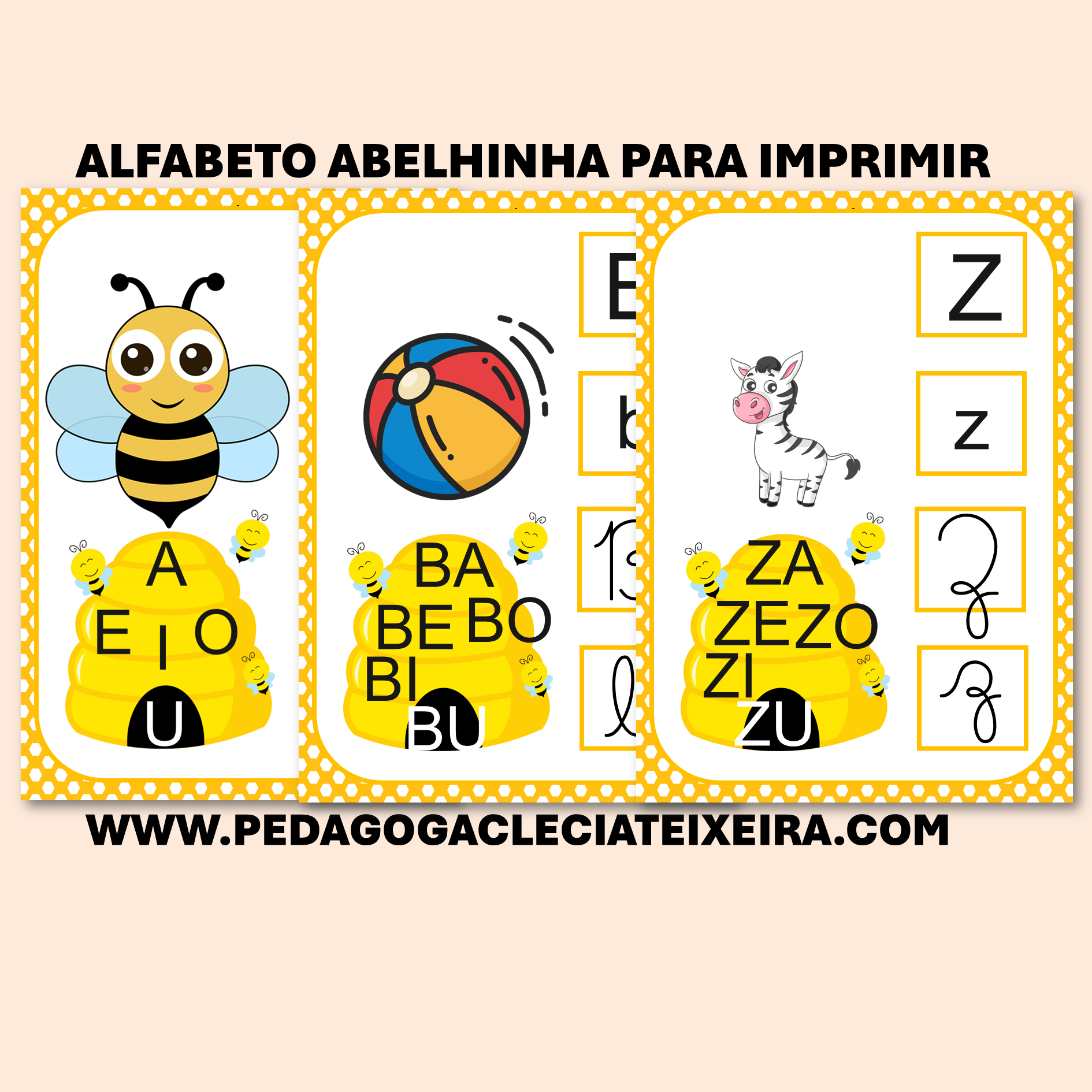 Alfabeto Abelhinha para imprimir grátis