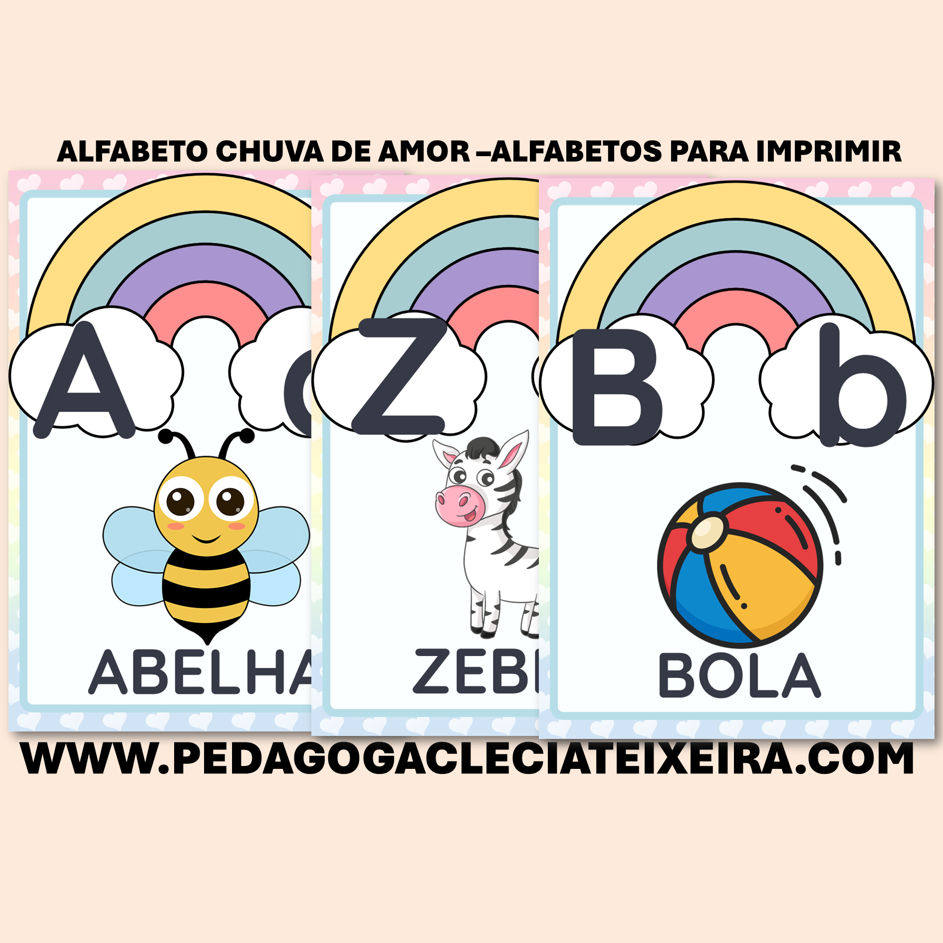 Alfabeto chuva de amor-Alfabetos para imprimir