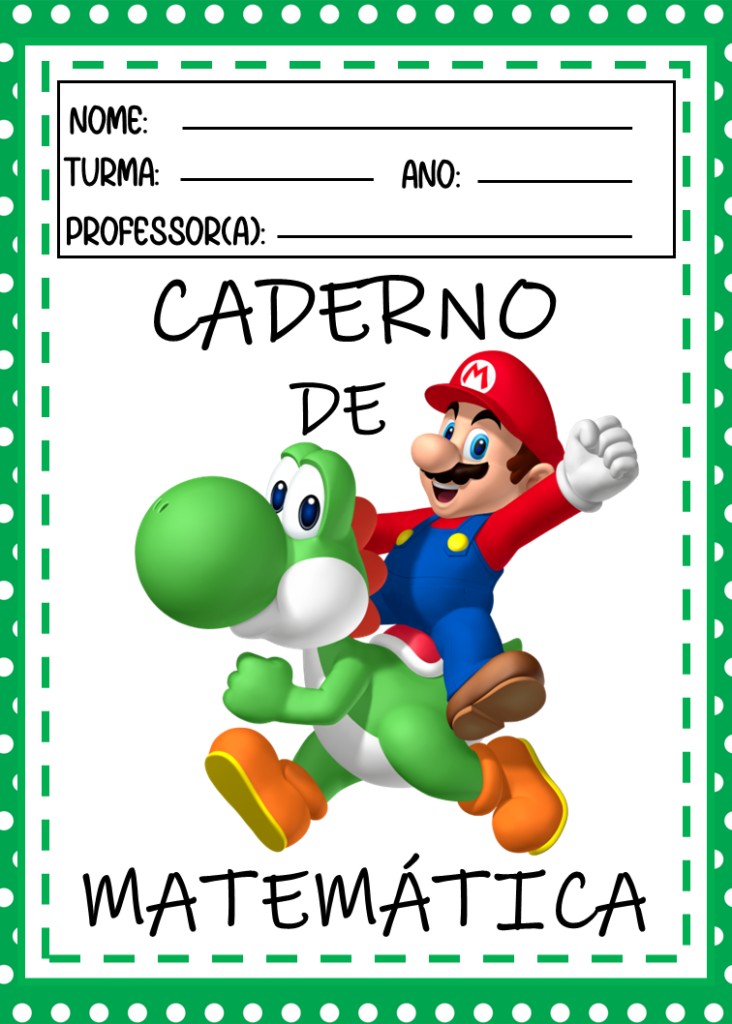 Kit capinhas de cadernos tema Super Mario