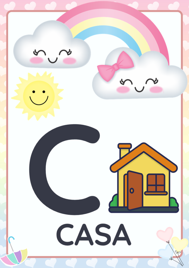 Alfabeto chuva de amor de A a Z