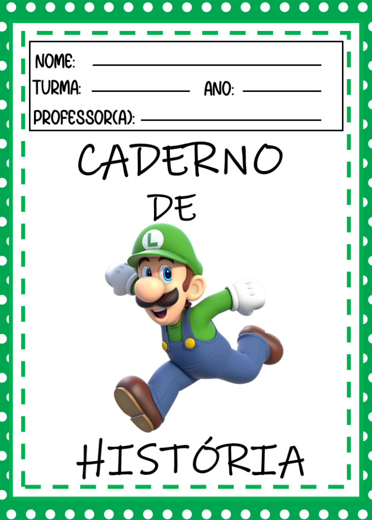 Kit capinhas de cadernos tema Super Mario